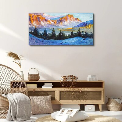 Winter mountain landscape Canvas Wall art