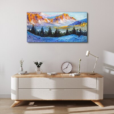 Winter mountain landscape Canvas Wall art