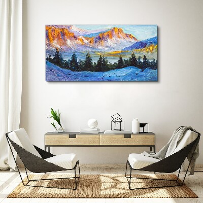 Winter mountain landscape Canvas Wall art