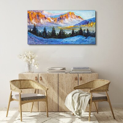 Winter mountain landscape Canvas Wall art