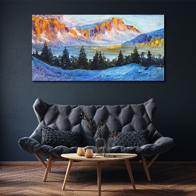 Winter mountain landscape Canvas Wall art