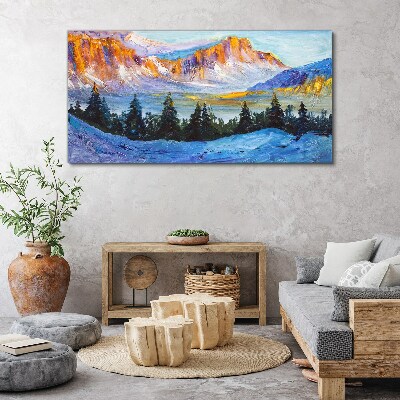 Winter mountain landscape Canvas Wall art