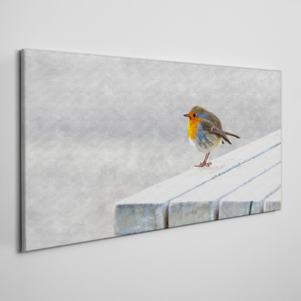 Robin on a white board Canvas Wall art