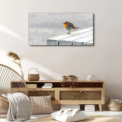 Robin on a white board Canvas Wall art