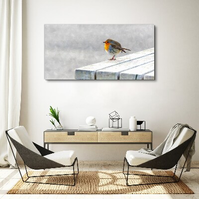 Robin on a white board Canvas Wall art