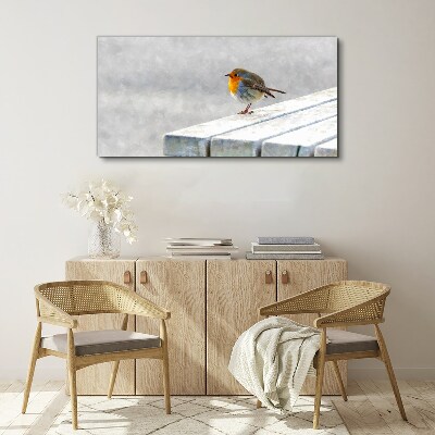Robin on a white board Canvas Wall art