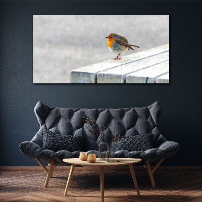 Robin on a white board Canvas Wall art
