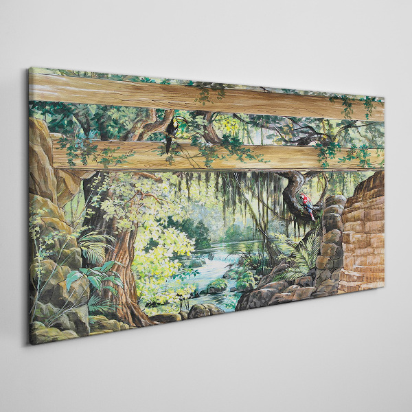 Tropical landscape with waterfall Canvas Wall art