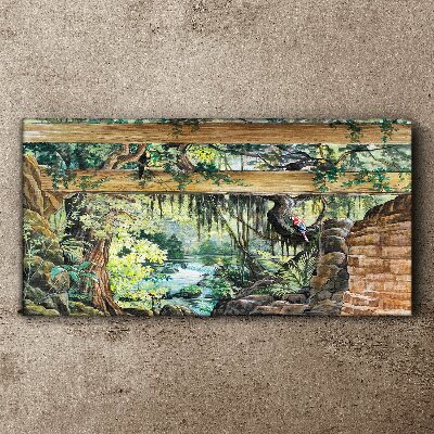 Tropical landscape with waterfall Canvas Wall art