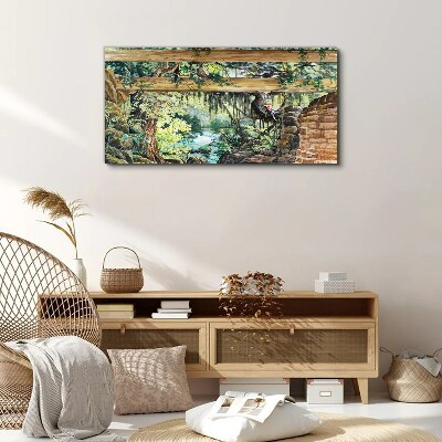 Tropical landscape with waterfall Canvas Wall art