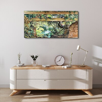 Tropical landscape with waterfall Canvas Wall art