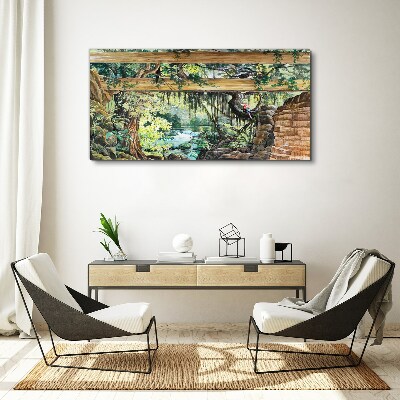 Tropical landscape with waterfall Canvas Wall art