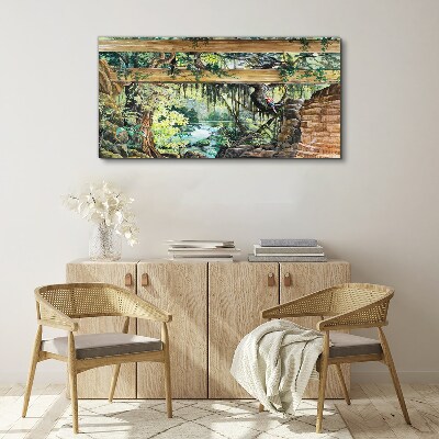 Tropical landscape with waterfall Canvas Wall art