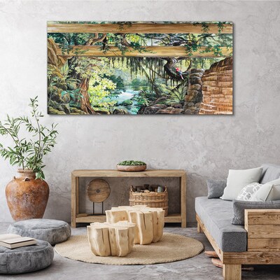 Tropical landscape with waterfall Canvas Wall art
