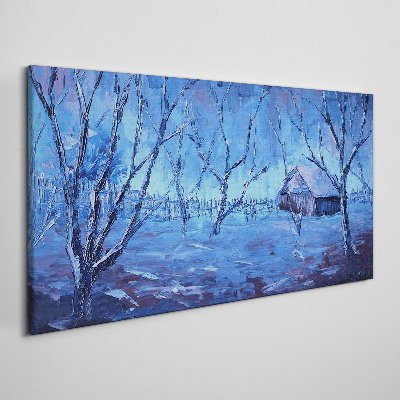 Abstraction winter snow trees Canvas Wall art