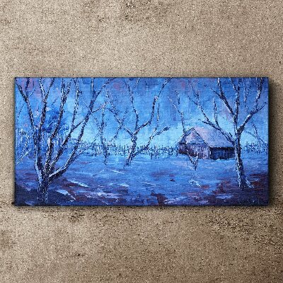 Abstraction winter snow trees Canvas Wall art