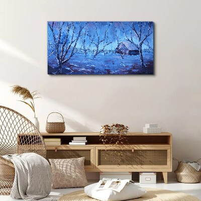 Abstraction winter snow trees Canvas Wall art