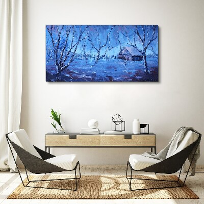 Abstraction winter snow trees Canvas Wall art