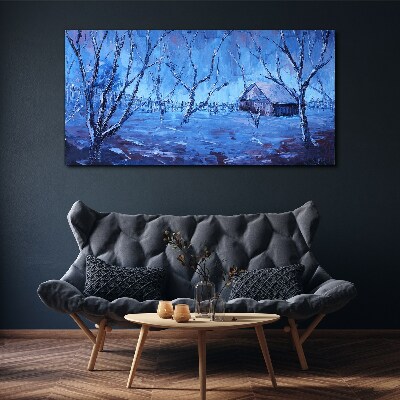 Abstraction winter snow trees Canvas Wall art