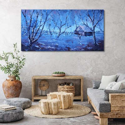 Abstraction winter snow trees Canvas Wall art