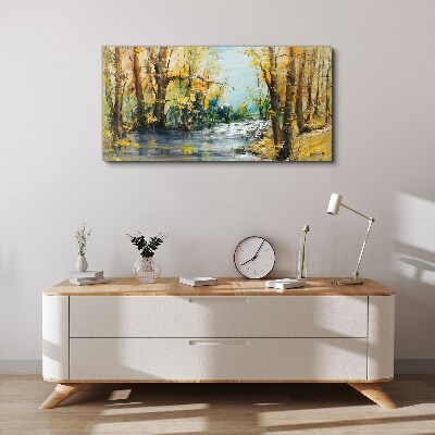 Autumn scenery by the river Canvas Wall art