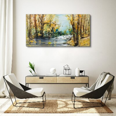 Abstraction forest river nature Canvas Wall art