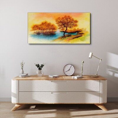 Autumn melody over the water Canvas Wall art