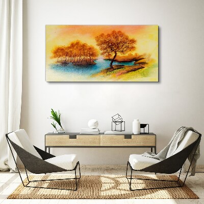 Autumn melody over the water Canvas Wall art
