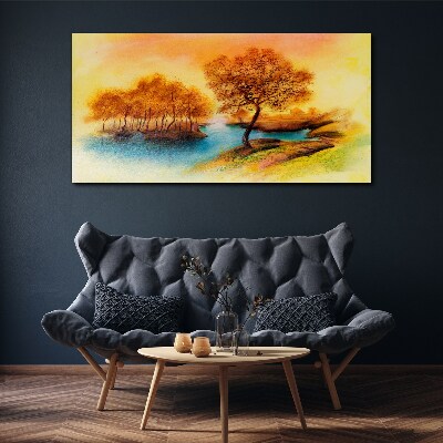 Autumn melody over the water Canvas Wall art