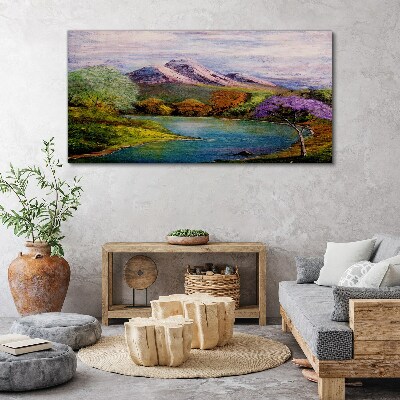 Forest river nature Canvas Wall art