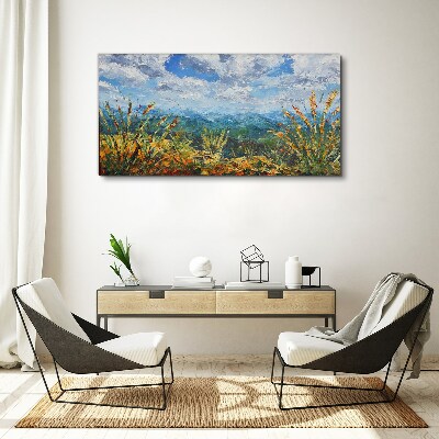 Abstraction clouds mountains Canvas Wall art