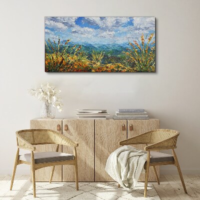 Abstraction clouds mountains Canvas Wall art