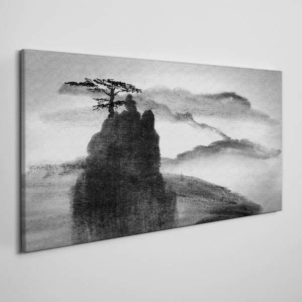 A lonely tree on a rocky mountain Canvas Wall art