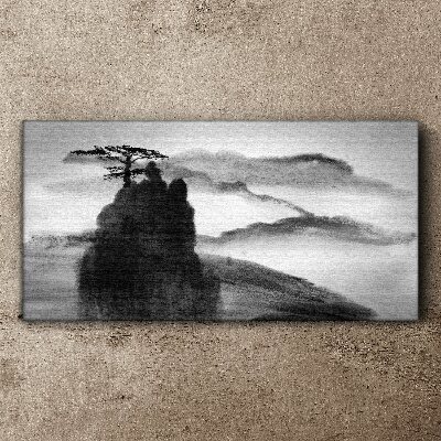 A lonely tree on a rocky mountain Canvas Wall art