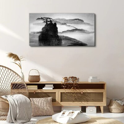 A lonely tree on a rocky mountain Canvas Wall art