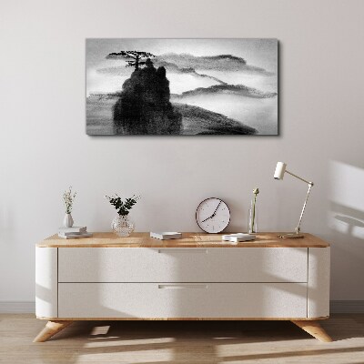 A lonely tree on a rocky mountain Canvas Wall art