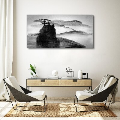 A lonely tree on a rocky mountain Canvas Wall art