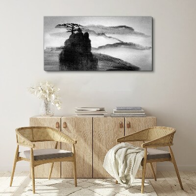 A lonely tree on a rocky mountain Canvas Wall art
