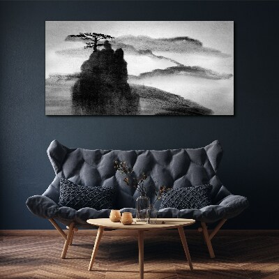 A lonely tree on a rocky mountain Canvas Wall art