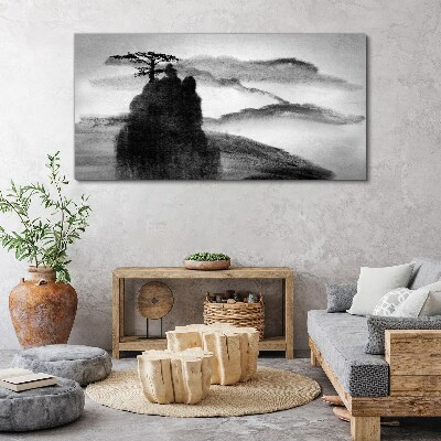 A lonely tree on a rocky mountain Canvas Wall art