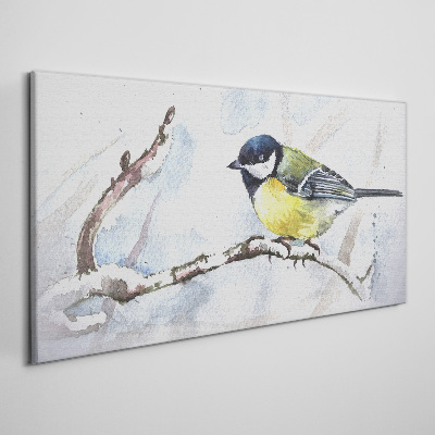 Winter snow branch animal Canvas Wall art