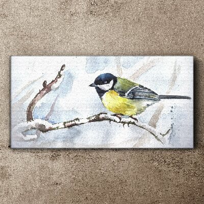 Winter Singer on a Branch Canvas Wall art