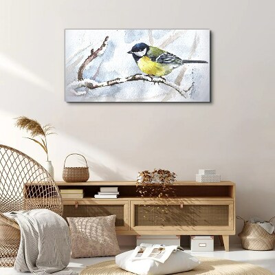 Winter Singer on a Branch Canvas Wall art