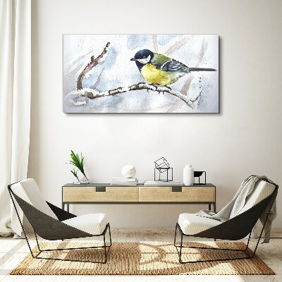 Winter snow branch animal Canvas Wall art