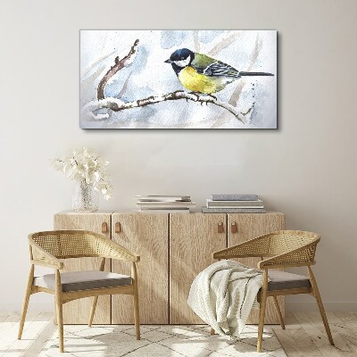 Winter snow branch animal Canvas Wall art