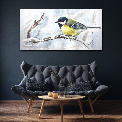 Winter Singer on a Branch Canvas Wall art