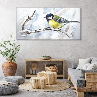 Winter Singer on a Branch Canvas Wall art