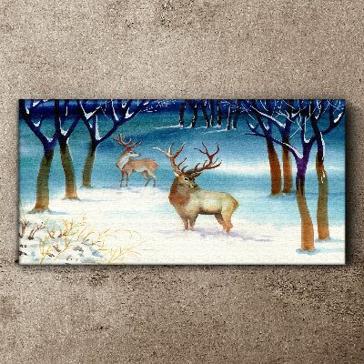 Winter deer tree Canvas Wall art