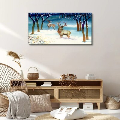 Winter deer tree Canvas Wall art