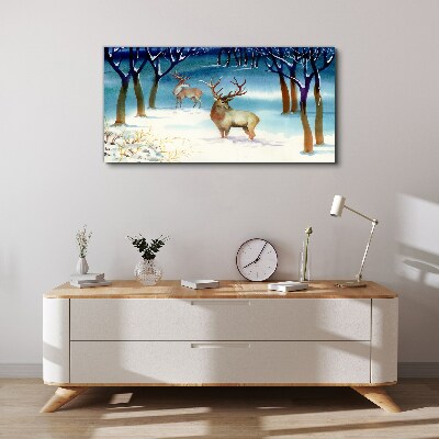 Winter deer tree Canvas Wall art